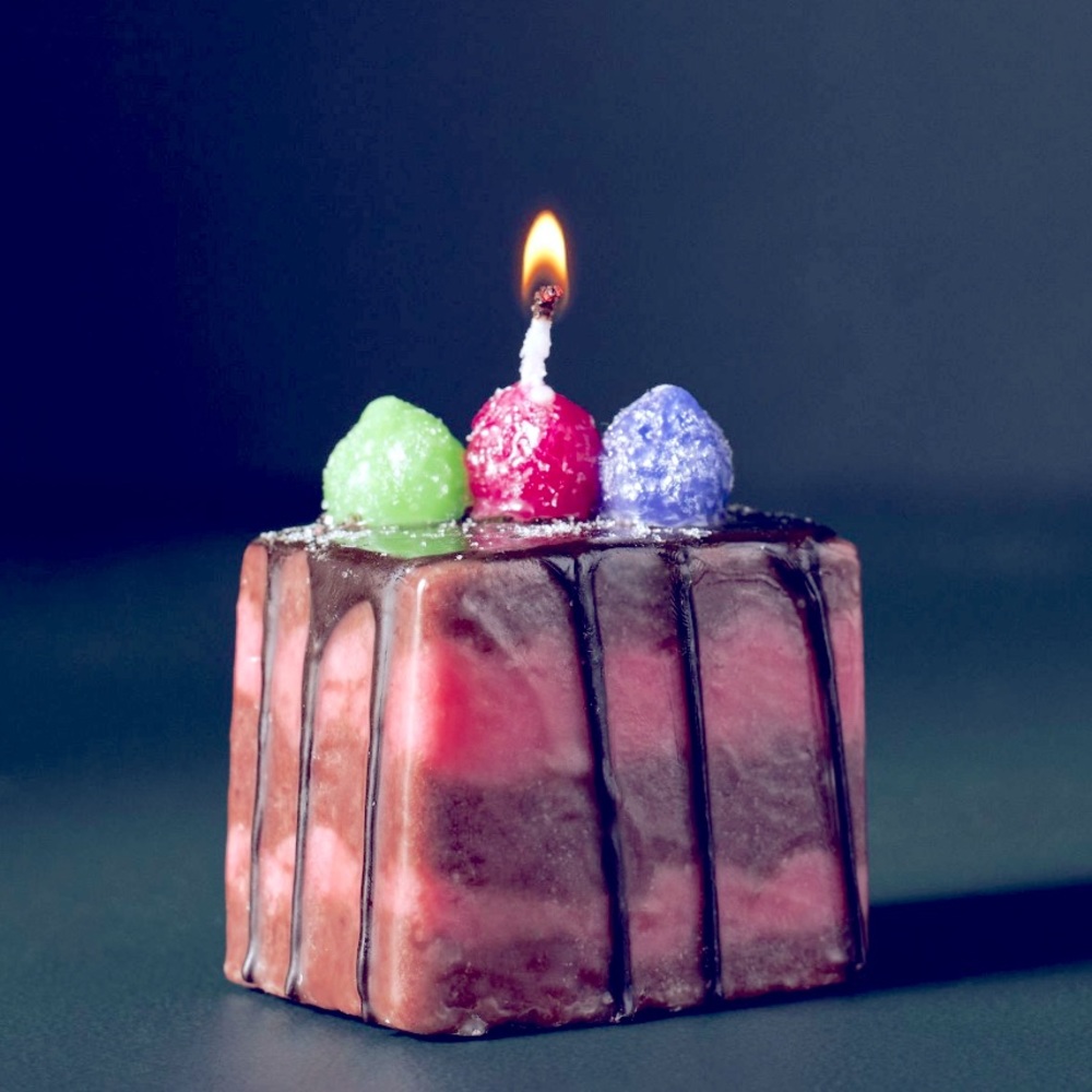 Delectable Cake Candle mini strawberry wax candle cake